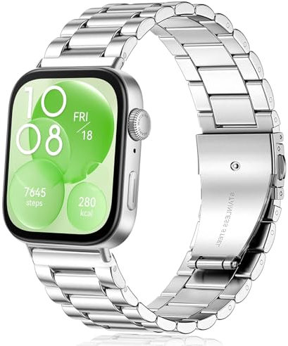 Issinlky Bracelet en métal pour Huawei Fit 3/4/4 Pro, Bracelet en acier inoxydable pour Huawei Fit 3/4/4 Pro Herren Damen