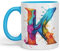 Vixar Letter K Mug, Alphabet Letter K Monogram Watercolour Ceramic Coloured Mug Cup for Tea Coffee Hot Brew 330ml 11Oz Gift (L Blue)