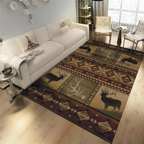 Area Map Wohnzimmerteppich Schlafzimmerteppich Wildtier Elch Teppich 3D-Gedruckter Flauschiger Flanellteppich - Polyester-Soft-Touch, Leicht Zu Reinigen 60 X 90 cm / 23.6 X 35.4 Mit Gummir -0Y0X7N5