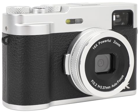 5K Fotokamera, 48 MP Bild, 16 facher Zoom, Dual Kameras, für Vlogging, mit Sucher, 360 Grad Drehung, Anti Shake, YouTube Videoaufzeichnungskamera, Webcam, Stativ kompatibel (Black)