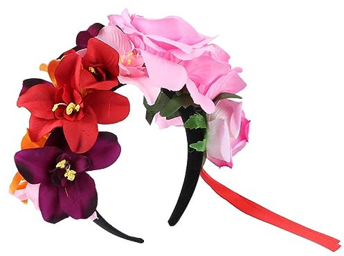 FOYTOKI Flower Wreath Headband Headbands for Women Orchid Rose Crown Hairband Headdress Standard Size