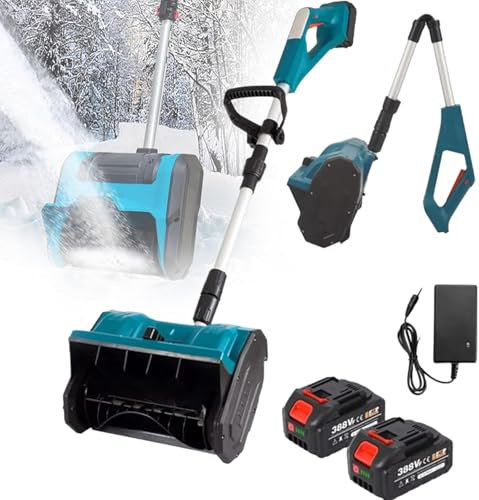 Spazzaneve elettrico, pala da neve elettrica, pala per rimozione neve a batteria, spazzata con batterie e caricabatterie, regolazione in tre direzioni, pala da neve a batteria lancio di 20 piedi