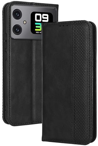 RankOne Étui Portefeuille pour Smartphone, Compatible with Cubot A20 (6.75 inches), Étui en Cuir À Rabat Magnétique avec Fentes pour Cartes Le Noir