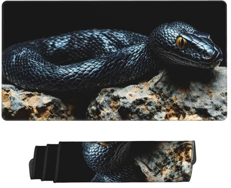 Mouse Pad, Gaming Mouse Mat Black Snake Desk Mat Large, XXL Mousepad 31.5x15.7x0.12 inch, Non-Slip Rubber Base Mouse Mat, Optimised for Gaming Sensors, Extended Mouse Pad for Gaming, Office, Home C402