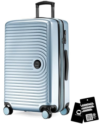 Hauptstadtkoffer Mitte - Mittelgroßer Hartschalenkoffer, TSA, 4 Rollen, Check-In Gepäck mit 8 cm Volumenerweiterung, 68 cm, 88 L, Pool Blue