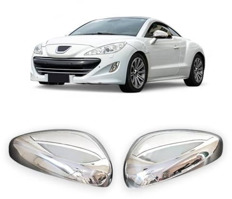 Modifycar Chrom Spiegelkappen kompatibel mit Opel Crossland X | Peugeot RCZ Edelstahl 2 Stück Spiegelkappen Chrom