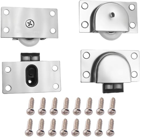 2 Pairs Adjustable Sliding Wardrobe Door Rollers | Nylon Bearing Quiet Furniture Runners with Screws, Sliding Track Replacement Ironmongery for Closets, Cupboards & DIY