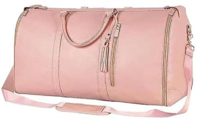 Foldable Travel Bag 2.0,Convertible Luggage Bags,Garment Carry On High Capacity Duffle Suit Folding Bags with Shoe Pouch & Detachable Shoulder Strap (Pink)
