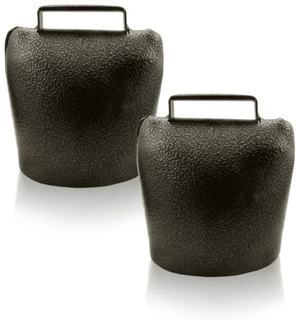 2 Stück Bronze Kuhglocke mit knackigem Klang, Metall Weide Kupferglocken, laute Tier Anti-Verlust-Kuhglocke Geräuschmacher für Ziegenpferd Schafhalsband Zubehör (Bronze)