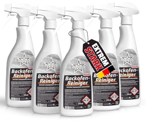Ricostar Backofenreiniger Extra Stark 5x 500 ml – Kraftvoller Backofen Reiniger Extra Stark gegen Eingebranntes – Kein Schrubben – Für Grill, Herd & Pfanne – Backofen Grillreiniger Hochwirksam 500ml