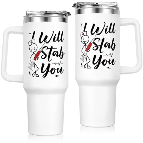 Leebbsin Nurse Gifts for Women, 40oz Tumbler with Handle Straw Lid | Funny Nurse Gifts for Nurse Week, Birthday, Graduation, Appreciation Gifts for RN Nurses, Stainless Steel Insulated Cup