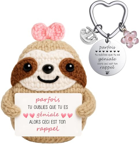 Farbeele Cadeaux pour Femme Homme, Figure Positive avec Porte-bonheur Porte-clés, Cadeau Original pour Anniversaire, Bon Rétablissement, Cadeaux pour Amie Collègue Couple Sœur, Déco Maison Motivante