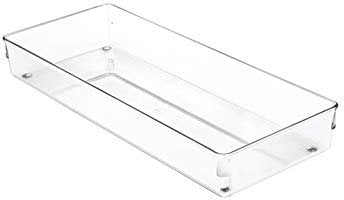iDesign Linus Organiser Tray, Large Plastic Drawer Insert, Works Well as Accessories Organiser, Clear, M