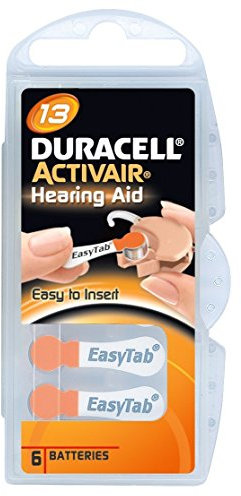 Duracell, 60 batterie Activair per apparecchi acustici in formato 13, di colore arancione
