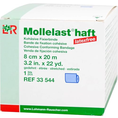 Lohmann & Rauscher GmbH & Co.KG Mollelast Haft Binden Latexfrei, Blau, 8 cm x 20 m, 1 stück