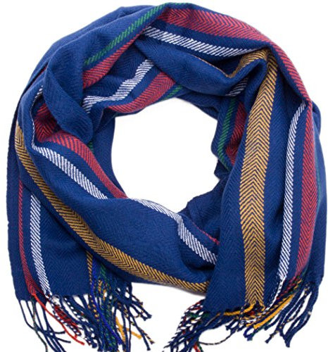 style3 Damen Herren Winterschal klassisch gestreifter Schal in verschiedenen Farben One size Winter Herbst, SCHAL Farbe:Dunkelblau