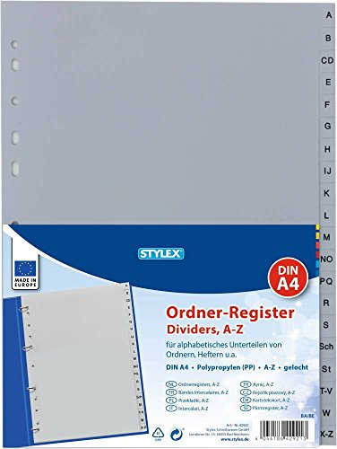 Ordner Register DIN A4 von A-Z aus PP grau