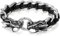JewelryWe Schmuck Herren Armband, Gotik Drachen Geflochten Panzerkette Armreif, Echtleder Leder Edelstahl, Schwarz Silber