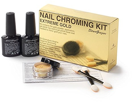 Extreme Gold nail chroming kit. Get that almost mirror finish nail colour in bright gold.