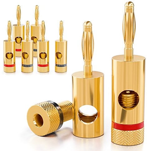 deleyCON 8X Bananenstecker Vergoldet und Schraubbar für Kabel Boxen Verstärker AV-Receiver Endstufen HiFi Stereoanlagen