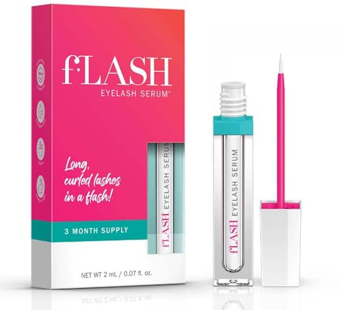 fLASH Eyelash Serum for Longer-Looking Natural Lashes - Enhances & Strengthens, Safe & Effective Formula for Contact Wearers & Sensitive Eyes, 3 Month Supply - 2mL (0.07 Fl Oz)