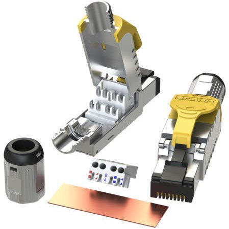 LINKUP - [Certificado GHMT y DSX8000] Conector de Cable Ethernet Cat8 (Paquete de 2) RJ45 Enchufe de Terminación de Campo┃para 2000MHz 2GHz 40G Cable de LAN Solido y Dobladamente Blindado 22AWG-24AWG