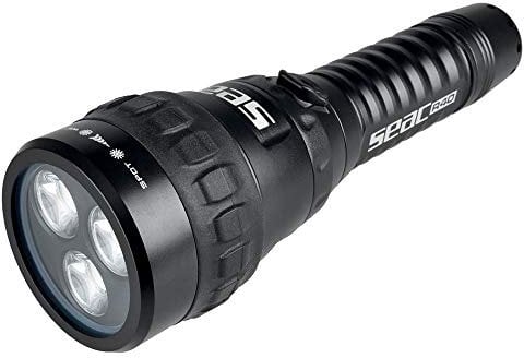 SEAC Unisex – Erwachsene R40 Unterwasser-Taschenlampe mit 3 LEDs, 2300 Lumen, Schwarz, lunghezza 206 mm x 62 mm diametro