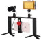 PULUZ 4 in 1 Live Broadcast LED Selfie Light Smartphone Video Rig Handle Stabilizer Aluminum Bracket Kits with Microphone + Tripod Mount + Cold Shoe Tripod Head
