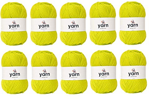Korbond DK Yarn 10x100g 2900m, Knitting & Crochet, Bright Green | Bright Green | 10 x 100g Balls | Approx. 2,900m Total | 100% Acrylic