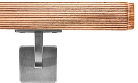 Handlauf Holzhandlauf VKT 42 x 42 mm Wandhandlauf Multiplex Birke Halter eckig 40 cm 2 Halter