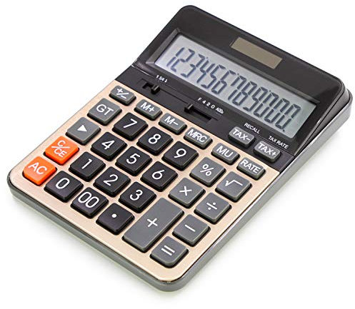 OFFIDIX Calculadora de Escritorio Grande LCD de 12 dígitos, batería Solar, calculadora electrónica de Doble Potencia con Funciones de impuestos para Oficina, hogar, Escuela