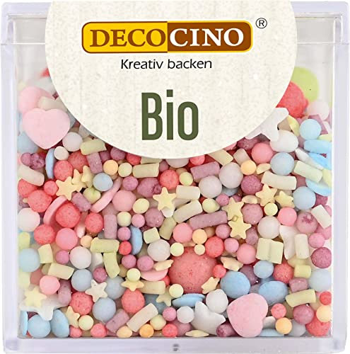 DECOCINO Bio Streudekor Party – 60 g – vegane Zuckerstreusel aus Traubenzucker in Bio-Qualität zum Dekorieren & Verzieren von Kuchen & Desserts, 33829