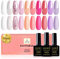 Yueshop Gel Nail Polish Set 10 Pcs, Nude Pink MACAROON Pastel Color Gel Nail Polishes Glitter Soak Off LED UV Nail Lamp Gel Nail Kit (Rose Pink）