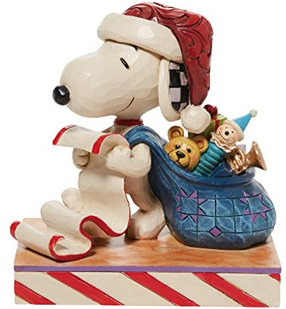 Enesco Jim Shore Peanuts Santa Snoopy mit Weihnachtsliste und Spielzeugtasche, 10 cm, mehrfarbig