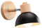 iDEGU Wandleuchte Moderne Innen Wandlampe aus Holz Metall Halbkreis Lampenschirm E27 Verstellbare Wandspot Vintage Lampe für Schlafzimmer Wohnzimmer (1 Stück, Schwarz)