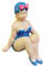 Aspinaworld Gartenfigur - mollige sitzende Blaue Badenixe Figur 19 cm - Badefrau Figur - Figuren für den Garten - wetterfeste Deko - Pool Deko