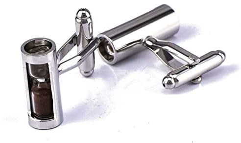 Stfery Manschettenknöpfe Herren Vintage, Manschetten Knöpfe Hochzeit Braunes Silber Kupfer Cufflinks Sanduhr Schmuck Geschenk
