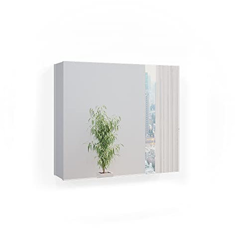 Vicco Badspiegelschrank Kate, Badezimmerspiegel, Weiß/Eiche, 67 x 60 cm