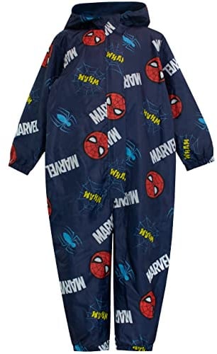 Marvel Regenanzug | Spiderman Matschanzug Jungen | Regenkleidung Kinder | Overall Für Jungs