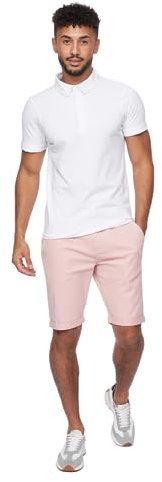 Crosshatch Short chino à coupe ajustée pour homme, short d'été confortable en coton avec poches, idéal pour l'été, la plage, le golf, la marche et l'extérieur, rose, 30W