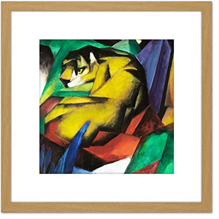 Artery8 Marc Franz The Tiger 8X8 Inch Square Wooden Framed Wall Art Print Picture with Mount