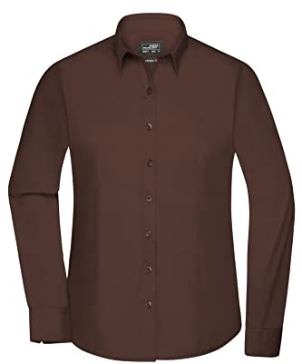 James & Nicholson Damenbluse Poplin Langarm - Taillierte Bluse in pflegeleichtem Materialmix