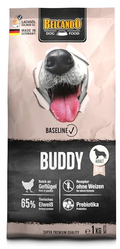 BELCANDO Baseline Buddy [1kg] Hundefutter | Trockenfutter für Hunde | Für ausgewachsene Hunde | Geeignet für alle Rassen | Mit Prebiotika