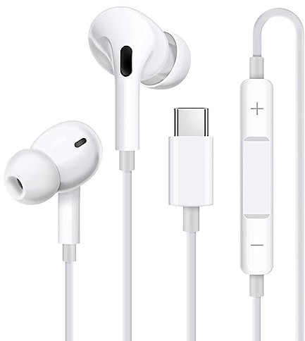 Aolcev USB C Headphones In-Ear Type C Wired Earphones with Mic HiFi Stereo Noise Cancelling Wired Earbuds Volume Control USB Type C Headphones for iPhone 16 15/Samsung S25 Ultra/S24/S23/S21