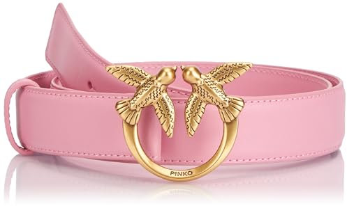 Pinko Love Berry H3 Belt Vitello Seta, Cintura Donna, P31q_rosa Marino-antique Gold, L