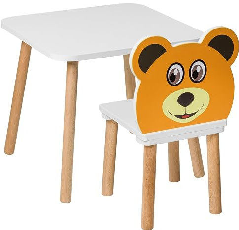 PlayPals Furniture kindertisch mit 2 stühlen 50 x 70 x 47 cm kinderzimmer möbel, Kinder Tisch Stuhl Set Holz, tafel Kinder- spieltisch Baby, kindertisch mit stühle weiß…