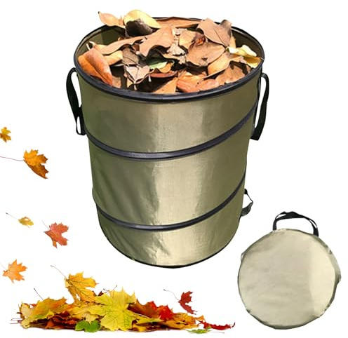 Sac Jardinage Déchets, Sacs de Jardin 113L Indéchirables, Sac de Jardin Pop-up avec Couvercle avec Poignées, Sac à Déchets de Jardin, Étanche, Pliable et Réutilisable, Robuste Sacs Poubelle de Jardin