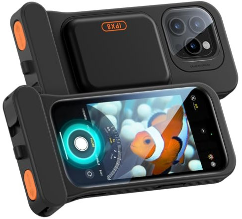 ESR wasserdichte Handyhülle für iPhone 15 Pro/14 Pro/13 Pro, Berührungsempfindlichkeit unter Wasser, schwimmende wasserfeste IPX8 Handyhülle mit Trageband, Unterwasser Handyhülle, Schwarz, 2 Stück