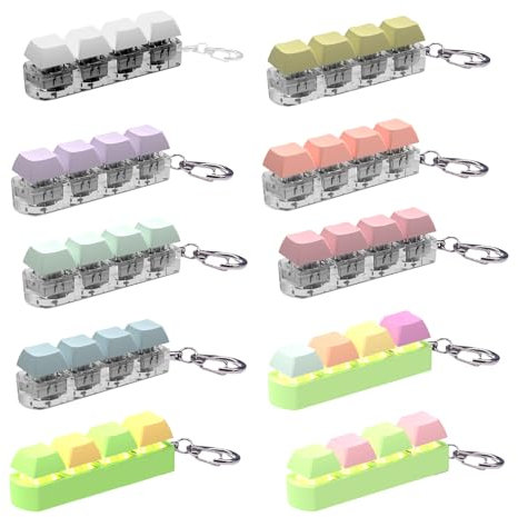ulapithi Tastatur Fidget Spielzeug, Mechanische Tastatur-Fidget-Taste Mit 4 Tasten, Mechanischer Tastatur-Zappelknopf Mit Tonlicht, Finger Spielzeug Für Erwachsene Studenten Stress Abbauen, 1/10 STK