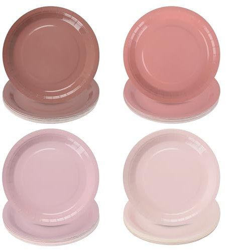 AimFun Gradient Pink Paper Plates - 9 Inch Disposable Dinner Plates for Wedding, Baby Showers & Parties (48, Dusty Pink)